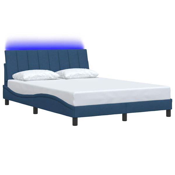 vidaXL Bed Frame without Mattress "Hanko" Blue 140x200cm Fabric