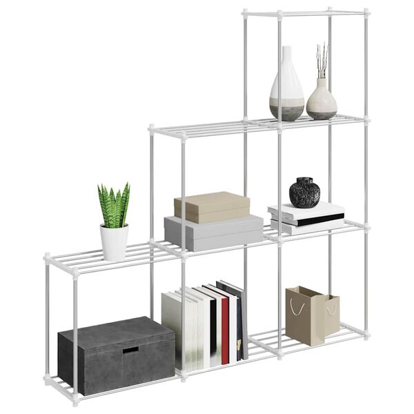 vidaXL Tubular Shelf med lagring Vit 129 x 27 x 132 cm Aluminium