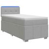 vidaXL Boxspring s&auml;ng med madrass och LED Ljusgr&aring; 90 x 190 cm Tyg