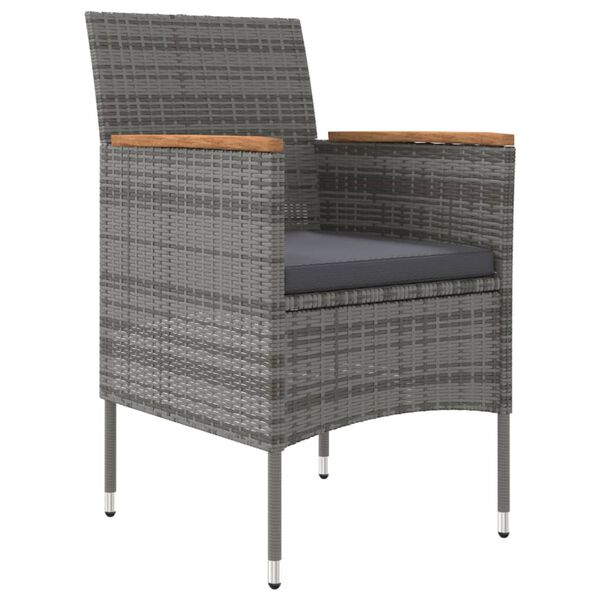 vidaXL Matgrupp f&ouml;r tr&auml;dg&aring;rden med dynor 3 delar gr&aring; och svart