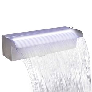 Rektangul&auml;rt Vattenfall Poolfont&auml;n med LEDs i rostfritt st&aring;l 30 cm