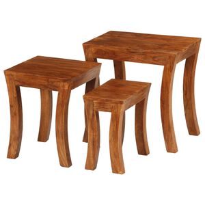 vidaXL Satsbord 3 delar massivt akaciatr&auml; 50x35x50 cm brun