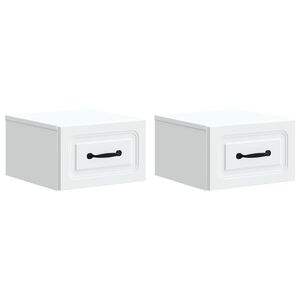 vidaXL V&auml;ggmonterat S&auml;ngbord med l&aring;da 2 pcs Vit 34,5 x 33 x 20 cm