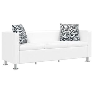 vidaXL Soffa 3-sits konstl&auml;der vit