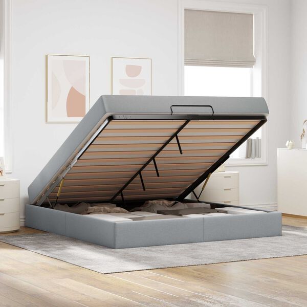 vidaXL S&auml;ngram med madrass med madrass 2 pcs Ljusgr&aring; tyg