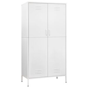 vidaXL Garderob 90x50x180 cm vit st&aring;l