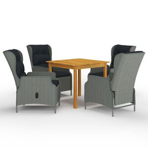 vidaXL Matgrupp f&ouml;r tr&auml;dg&aring;rden 5 delar ljusgr&aring;