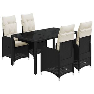 vidaXL Caf&eacute;set med dynor 5 delar konstrotting svart