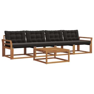 vidaXL Utomhussoffset med kudde 5 pcs Naturlig och svart
