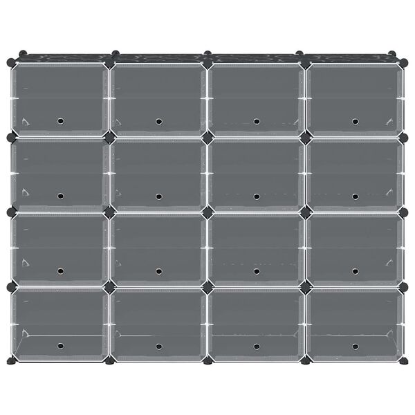 vidaXL F&ouml;rvaringskuber stapelbara 16 kuber med d&ouml;rrar svart PP