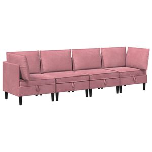 vidaXL M&ouml;belset f&ouml;r vardagsrummet 4 st Rosa Sammet