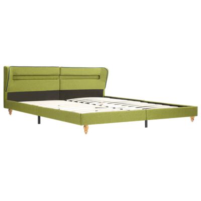 vidaXL Säng med LED och memoryskummadrass grön tyg 180x200 cm