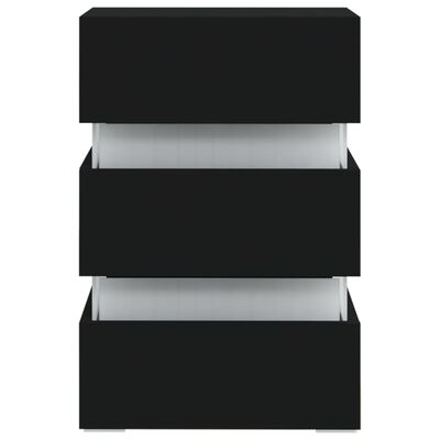 vidaXL Sängskåp LED svart 45x35x67 cm spånskiva