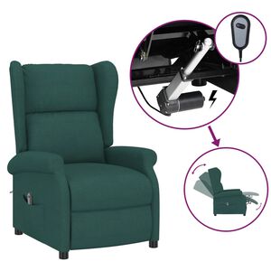 vidaXL Elektrisk reclinerf&aring;t&ouml;lj m&ouml;rkgr&ouml;n tyg