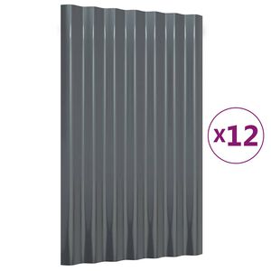 vidaXL Takpl&aring;t 12 st galvaniserat st&aring;l antracit 60x36 cm