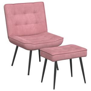 vidaXL Vilstol med fotpall rosa sammet