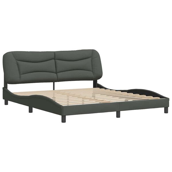 vidaXL Bed Frame without Mattress "Hvar" Dark Grey 180x200 cm Fabric
