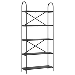vidaXL Hyllsystem 5 niv&aring;er 80 x 30 x 183 cm Konstruerat tr&auml; Svart Ek
