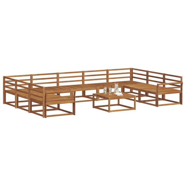 vidaXL Utomhussoffset 10 pcs Naturf&auml;rg Massivt Akaciatr&auml;