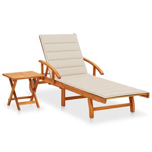 vidaXL Sols&auml;ng med bord och dyna massivt akaciatr&auml;