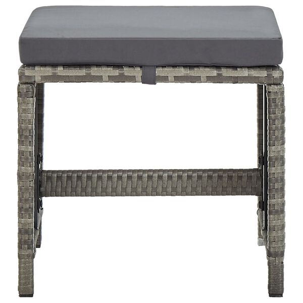 vidaXL Trädgårdspallar 4 st med dynor konstrotting grå