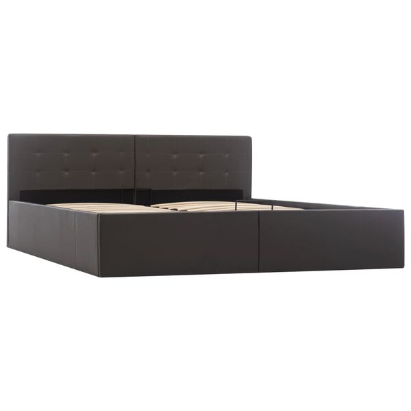 vidaXL Sängram med hydraulisk förvaring grå konstläder 160x200 cm