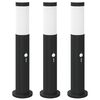 vidaXL Pollare med sensor 3 st 50 cm rostfritt st&aring;l IP44