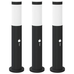 vidaXL Pollare med sensor 3 st 50 cm rostfritt st&aring;l IP44