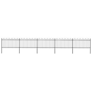 vidaXL Tr&auml;dg&aring;rdsstaket med b&aring;ge&ouml;verdel st&aring;l 892,5x100 cm svart