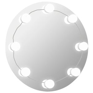 vidaXL V&auml;ggspegel med LED-belysning rund