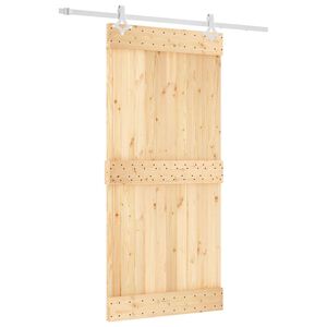 vidaXL Skjutd&ouml;rr Naturlig och vit 95 x 210 cm Massiv furutr&auml;d&ouml;rr