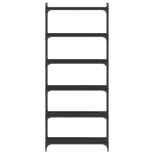 vidaXL Bokhylla 6 hyllplan svart 80x30x188 cm konstruerat tr&auml;