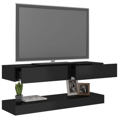 vidaXL TV-bänk med LED-belysning svart högglans 120x35 cm