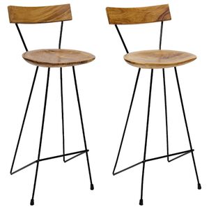 vidaXL Barstolar 2 st massiv teak