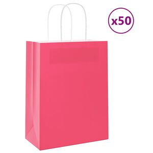 vidaXL Pappersp&aring;sar 50 st med handtag rosa 21x11x28 cm