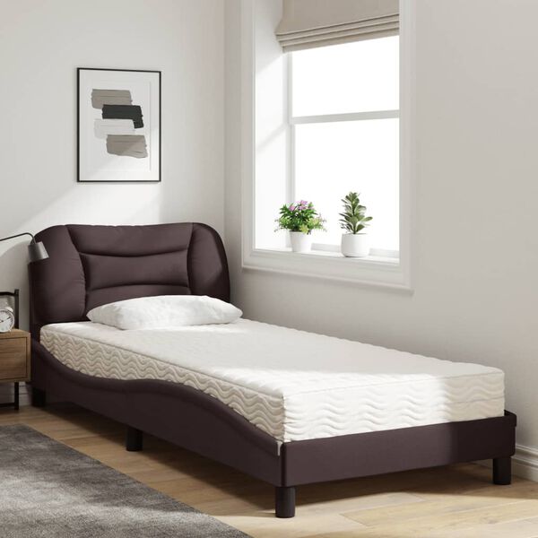 vidaXL Bed with Mattress "Hvar" Dark Brown 90x200 cm Fabric