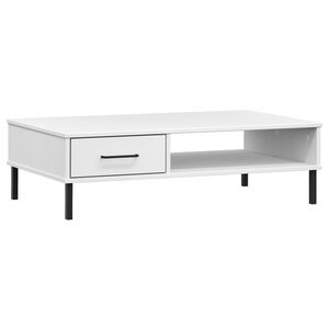 vidaXL Soffbord med metallben OSLO vit massiv furu