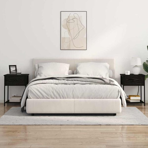 vidaXL Nattduksbord med l&aring;da Svart Ek 42 x 41 x 56 cm Konstruerat tr&auml;