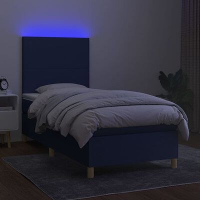 vidaXL Ramsäng med madrass & LED blå 80x200 cm tyg