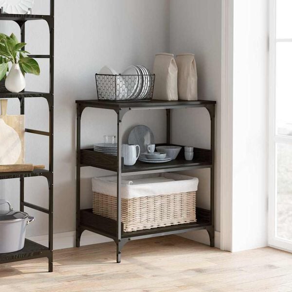 vidaXL K&ouml;ksvagn Svart Ek 60 x 41 x 80.5 cm Konstruerat tr&auml;