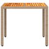 vidaXL Trädgårdsbord beige 90x90x75 cm konstrotting och akaciaträ