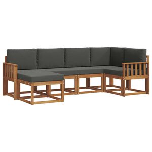 vidaXL Utomhussoffset med kudde 6 pcs Naturlig och Antracit