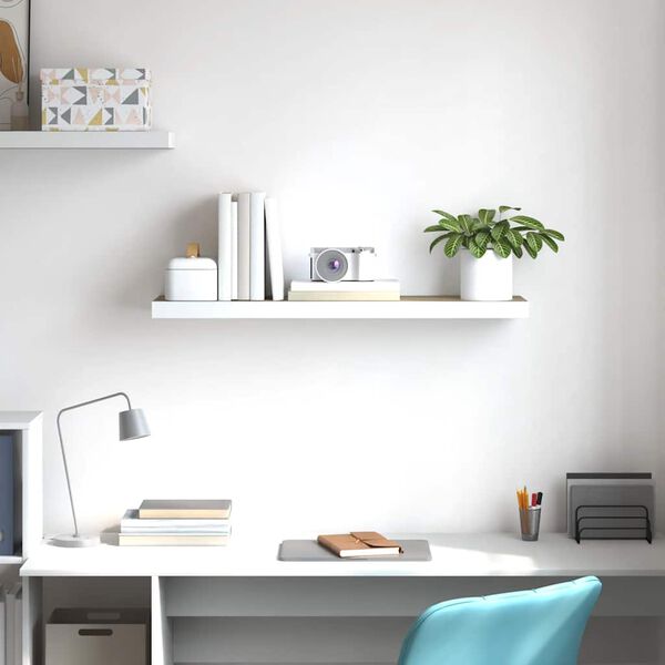 vidaXL Sv&auml;vande v&auml;gghylla ek och vit 90x23,5x3,8 cm MDF