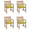 vidaXL Tr&auml;dg&aring;rdsstolar med ljusgr&ouml;na dynor 4 st massiv teak