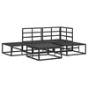 vidaXL Tr&auml;dg&aring;rdsoffset med kudde 5 pcs Svart Aluminium