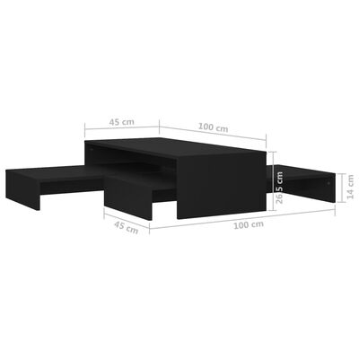 vidaXL Satsbord svart 100x100x26,5 cm konstruerat trä