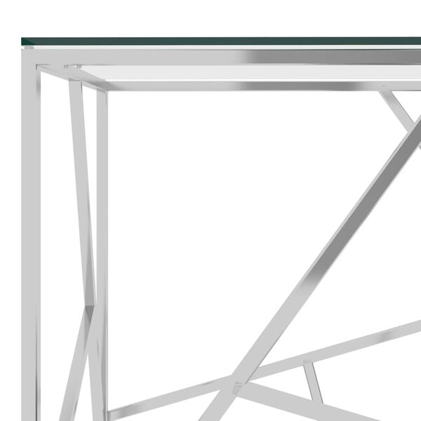 vidaXL Soffbord silver 55x55x55 cm rostfritt st&aring;l och glas