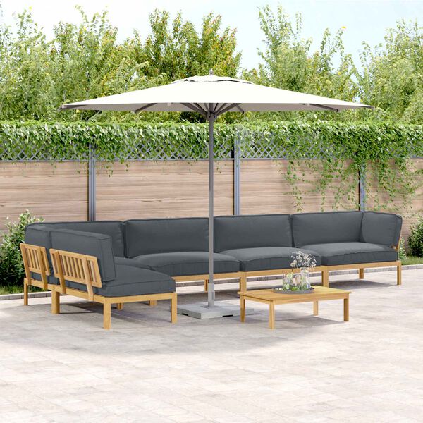 vidaXL Soffset med kudde Enf&auml;rgad 6 pcs Antracit Massivt Akaciatr&auml;