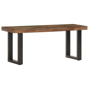 vidaXL B&auml;nk 110 cm massivt &aring;tervunnet tr&auml; och st&aring;l