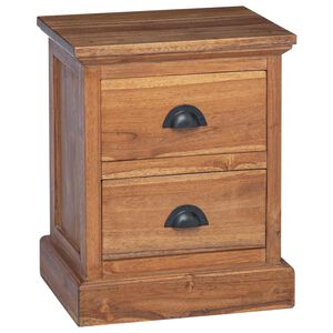 vidaXL S&auml;ngbord med l&aring;da Naturf&auml;rg 40 x 30 x 50 cm Massivt teaktr&auml;